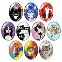 new cute cat lovely pet love cats oval 10pcs 13x18mm18x25mm30x40mm mixed photo glass cabochon demo flat back jewelry findings