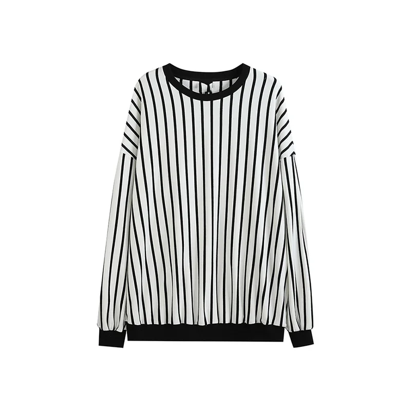 

XITAO Striped Patchwork Casual Sweatshirt Women Tide Fashion New Style O Neck Collar Long Sleeve Pullover Elegant Loose ZY4194