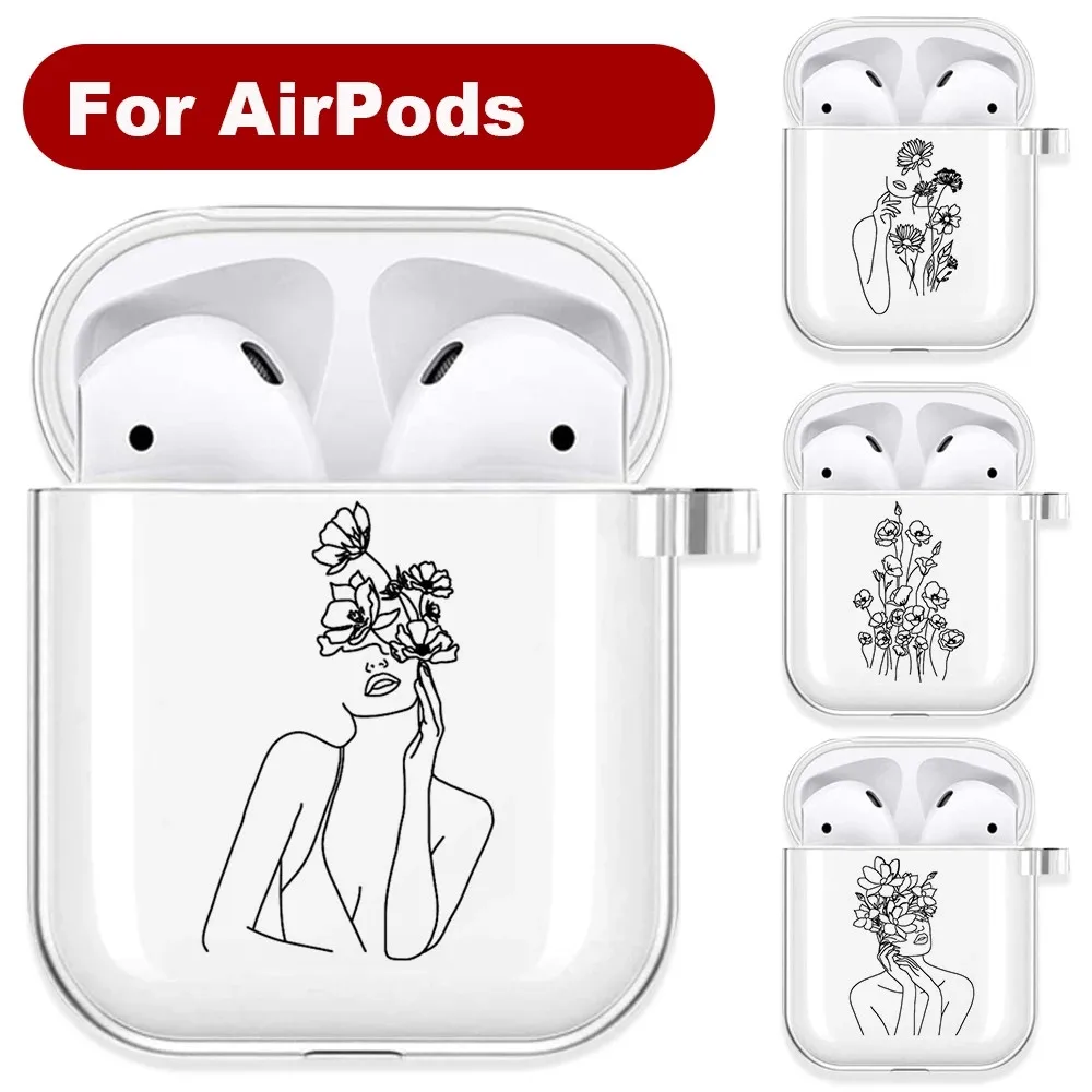 

Abstract Art Line Soft Transparent TPU Silicone Case for AirPods 2 1 Case Wireless Bluetooth Earphone Box Cover for Airpods Pro
