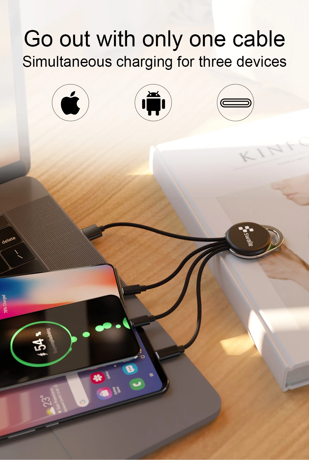 Swalle Micro USB кабель 2A быстрое зарядное устройство мобильный кабель для зарядки телефона 3 в 1 кабель для передачи данных для Samsung Xiaomi Huawei Android телефон