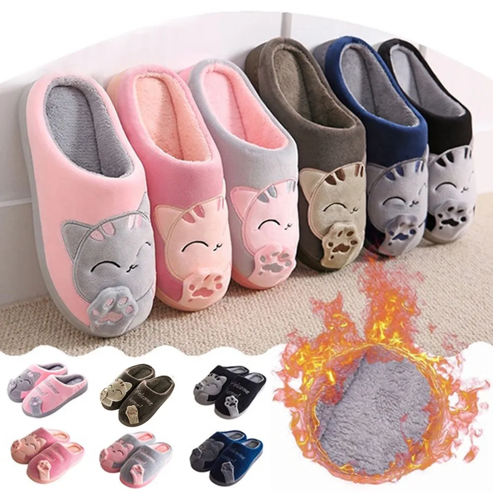 

Men slippers Winter home shoes men Slippers Cartoon Cat Non-slip Warm Indoors Bedroom Floor Shoes zapatilla casa hombre #A20