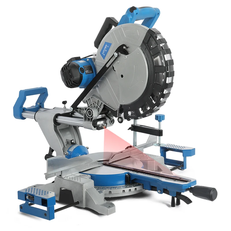 LUXTER 12-дюймовая скользящая торцовочная пила, электрические инструменты, двойная скошенная торцовочная пила с лазером для деревообработки LUXTER 12-дюймовая скользящая торцовочная пила, электрические инструменты, двойная скошенная торцовочная пила с лазером для деревообработки