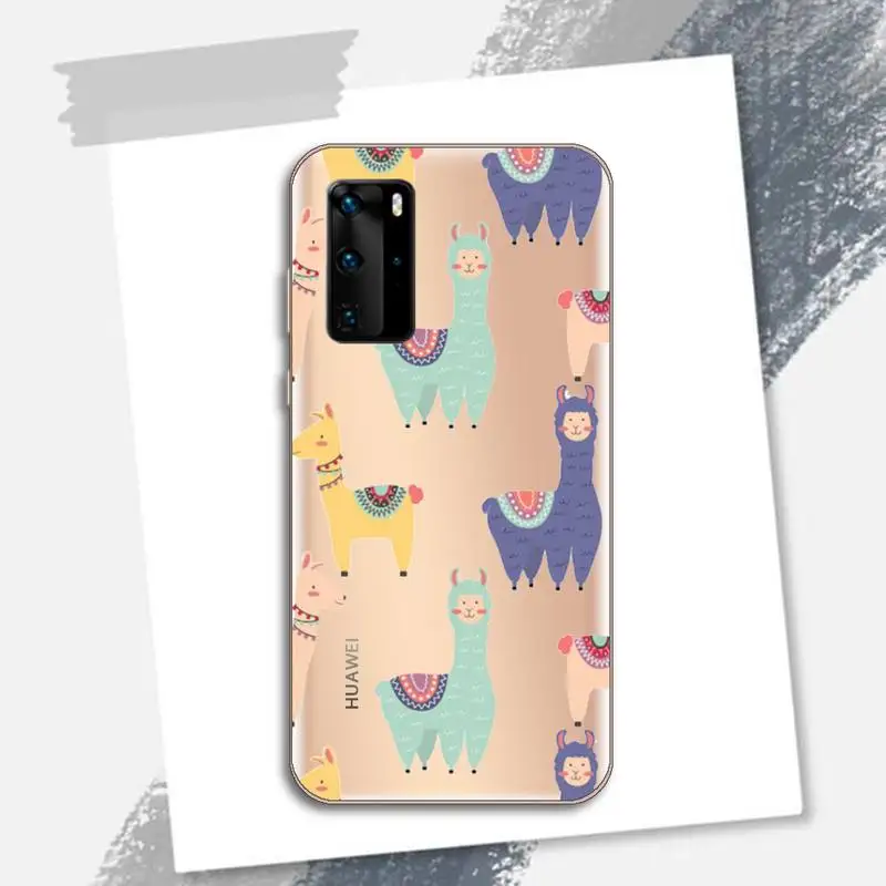 

Lovely animal cartoon Alpaca Phone Case Transparent for Huawei P honor 8 10i 20 30 40 smart 2019