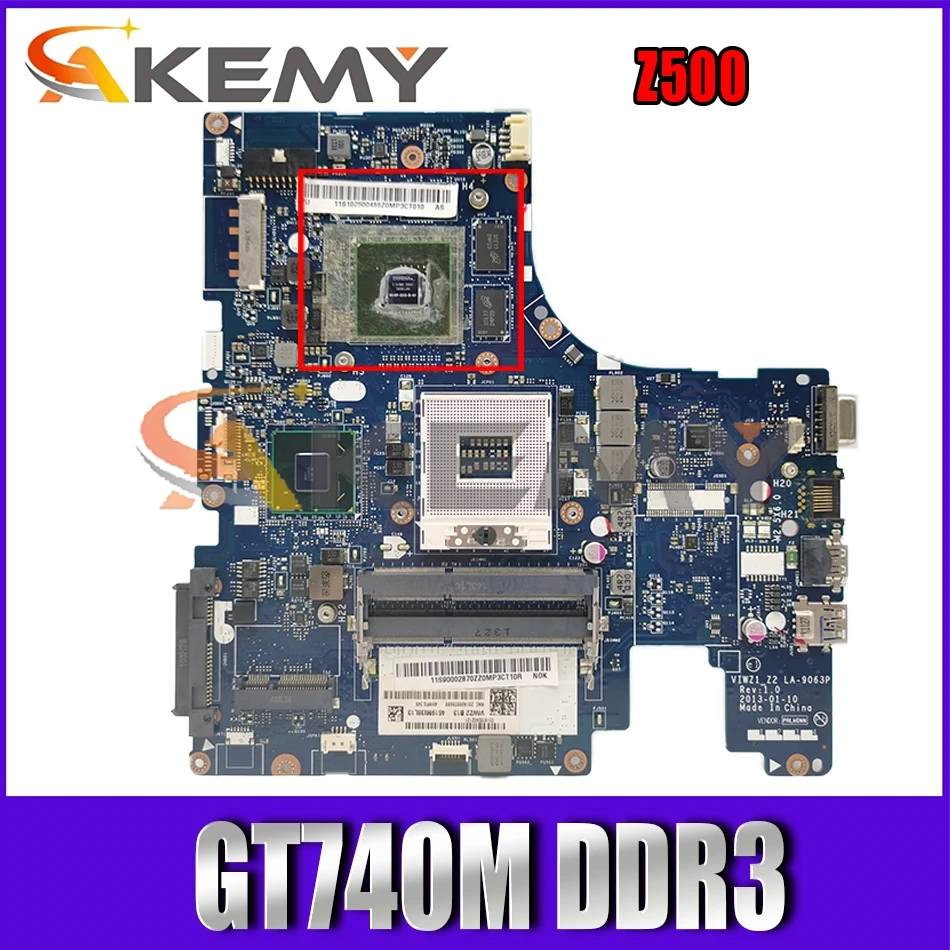 

Akemy For Lenovo Z500 Laptop Motherboard VIWZ1 Z2 LA-9063P PGA989 HM77 GPU GT740M DDR3 100% Test Work