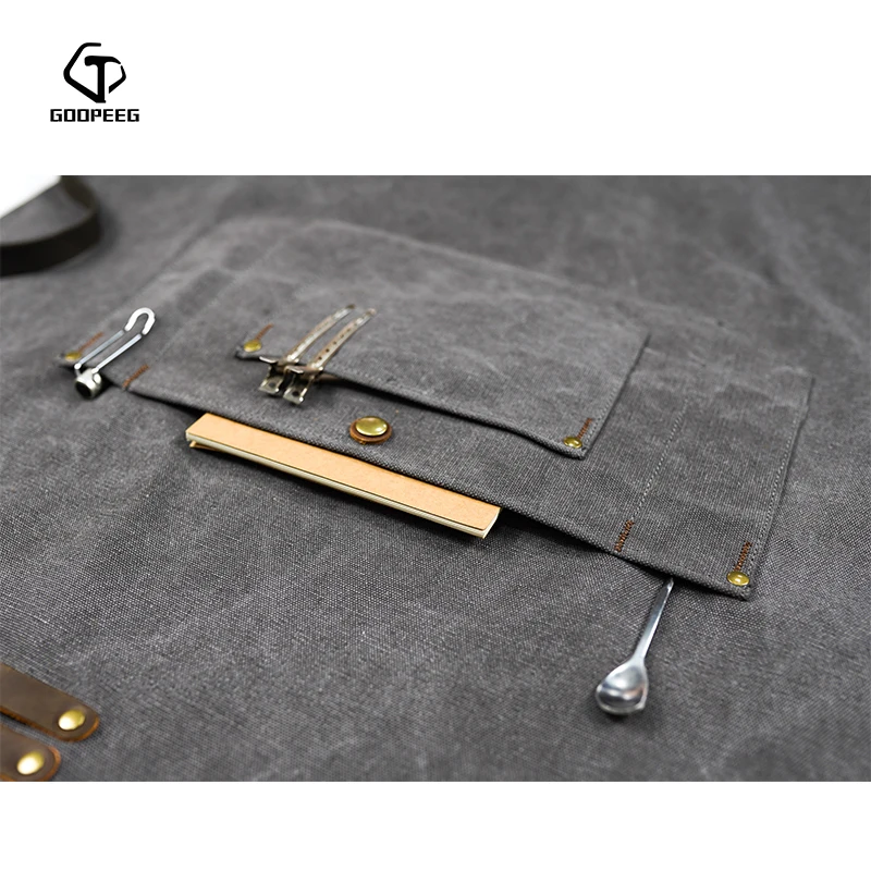 

GOOPEEG canvas apron custom LOGO kitchen coffee flower artist restaurant the same paragraph painting hairdressing work clothes