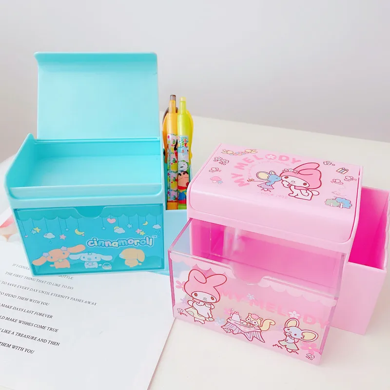 

KAWAII Sanriod Anime cartoon Series melody Cinnamorol Glove box drawer pencontainer Cute Girls Holiday Gift