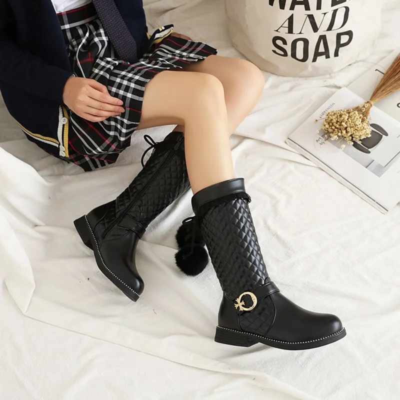 FXYCMMCQ 2021 Autumn and Winter New Korean Temperament Wild Side Buckle Sweet Flat Boots F70