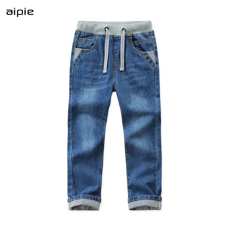 Продвижение Детские джинсы для мальчиков классические однотонные прямые