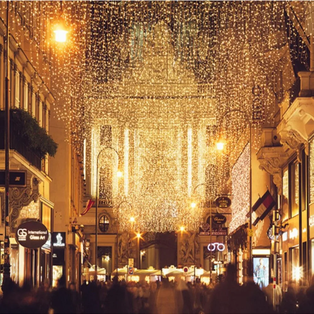 

Christmas lights waterfall outdoor decoration 5M droop 0.4-0.6m led lights curtain string lights party garden eaves decoration