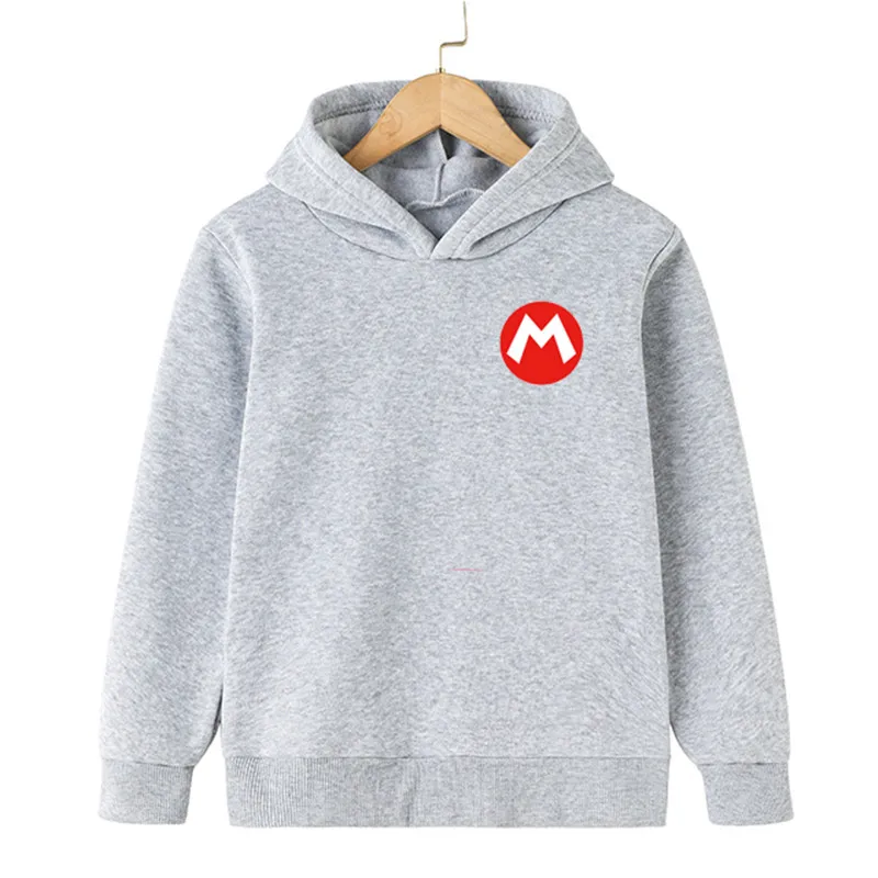 

4-14T Teen Spring AutumnSuper Mario Boy Girl Cotton Hoodies Kids Game Toddler Sweatshirt Loose Top Cartoon Print Outwear Clothe