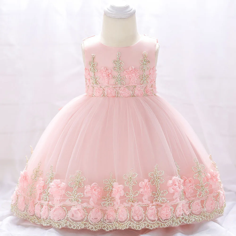 

Hot Sale Little Girls Fashion Party Wear Lovely Style Sleeveless Baby Girl Floral Dresses Newborn Wedding Birthday Evening Dress