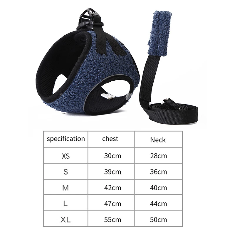 

Reflective Dog Harness Vest and Leash Set Breathable Mesh Durable Chest Strap for Small Medium Large Dogs Solid Warm Soft Plush