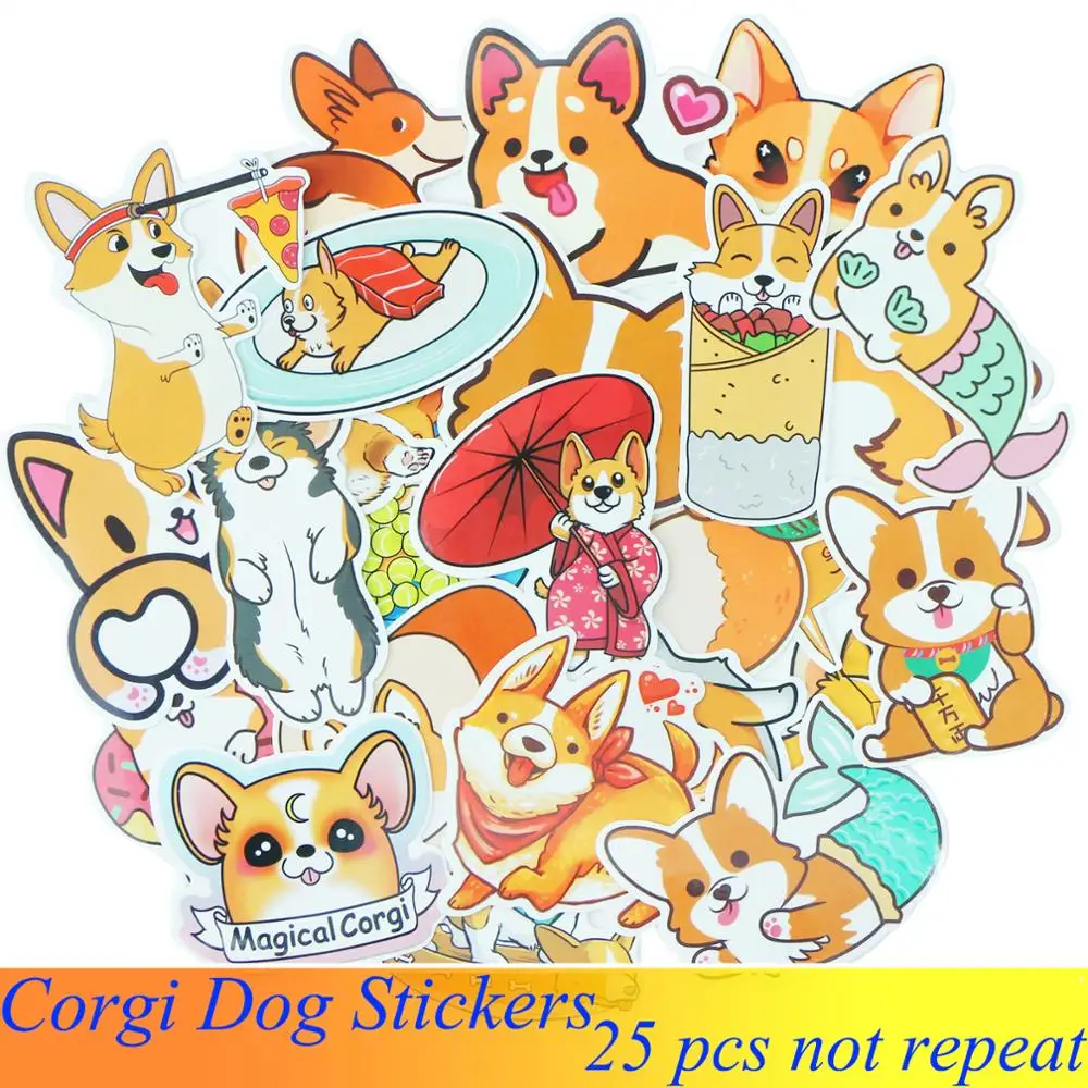 25 шт./лот наклейка с милым мультяшным рисунком корги для домашних животных собак