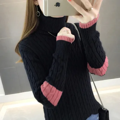 Женский плотный теплый свитер вязаные свитеры и пуловеры модные джемперы для