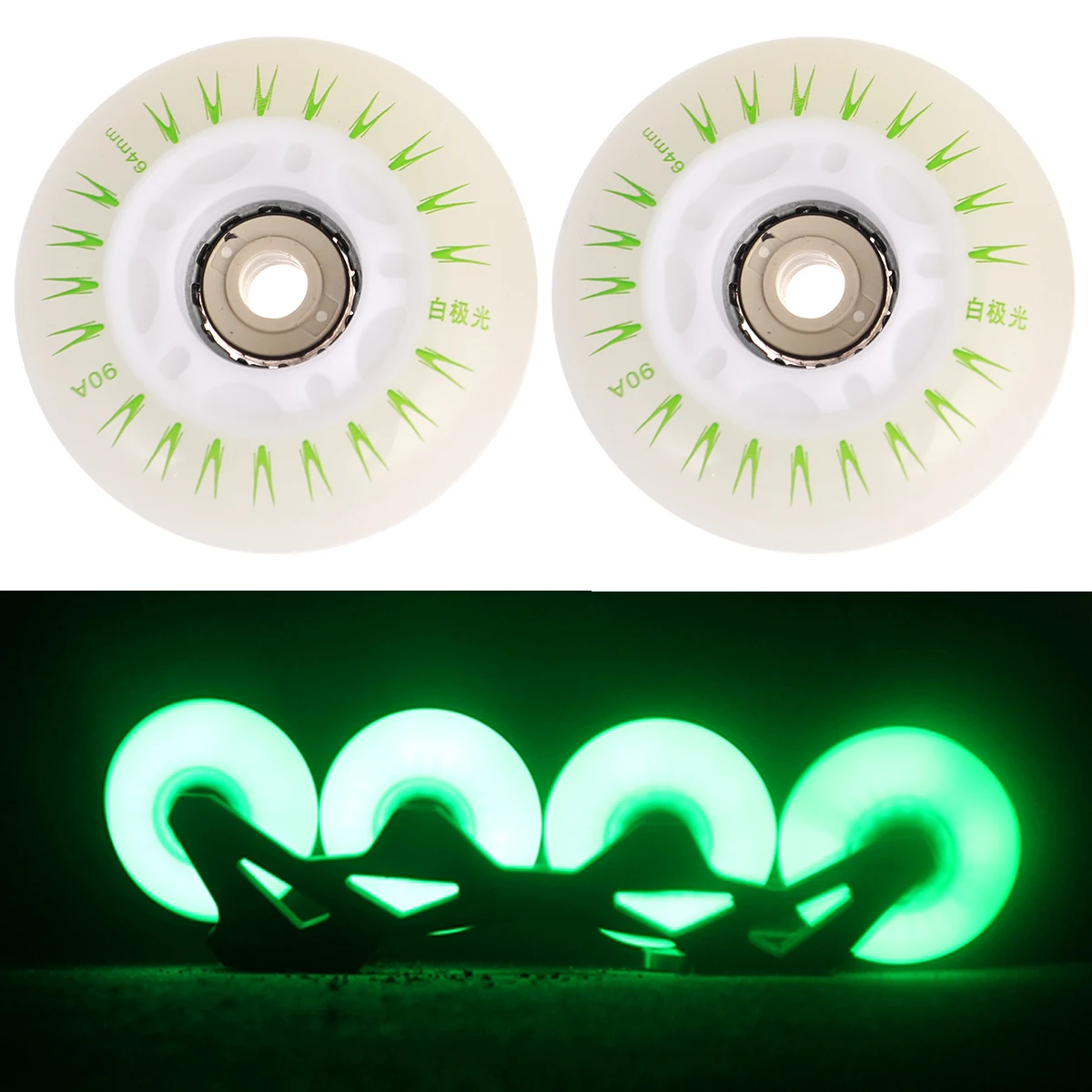 

2pcs Ice Skates Luminous Wheels PU Flashing Wheels Beautiful Decorative Ice Skates Luminous Wheels
