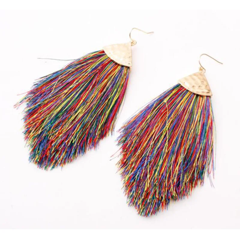 Женские серьги-подвески серьги с золотой нитью и бахромой богемные Эффектные для