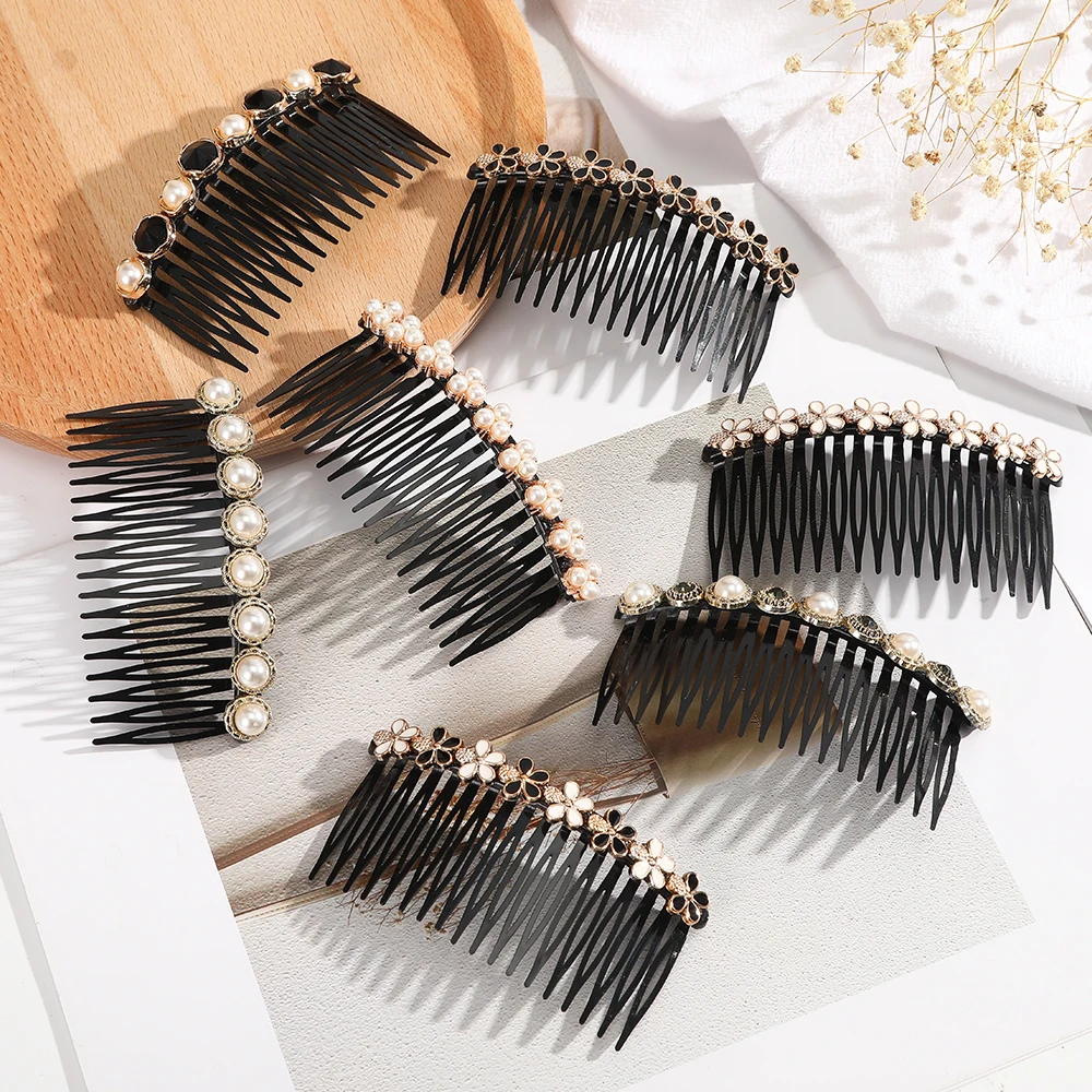 AWAYTR Fashion Women Hairpins Rhinestone Pearl Hair Combs Clip Claw Barrettes Maker Bun Accessories Headwear |