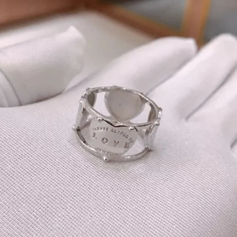 

Женские 1:1 серебро S925; Классического фасона; Популярные полый в форме сердца любовь кольцо ювелирные изделия сладкие романтические пары, юв...