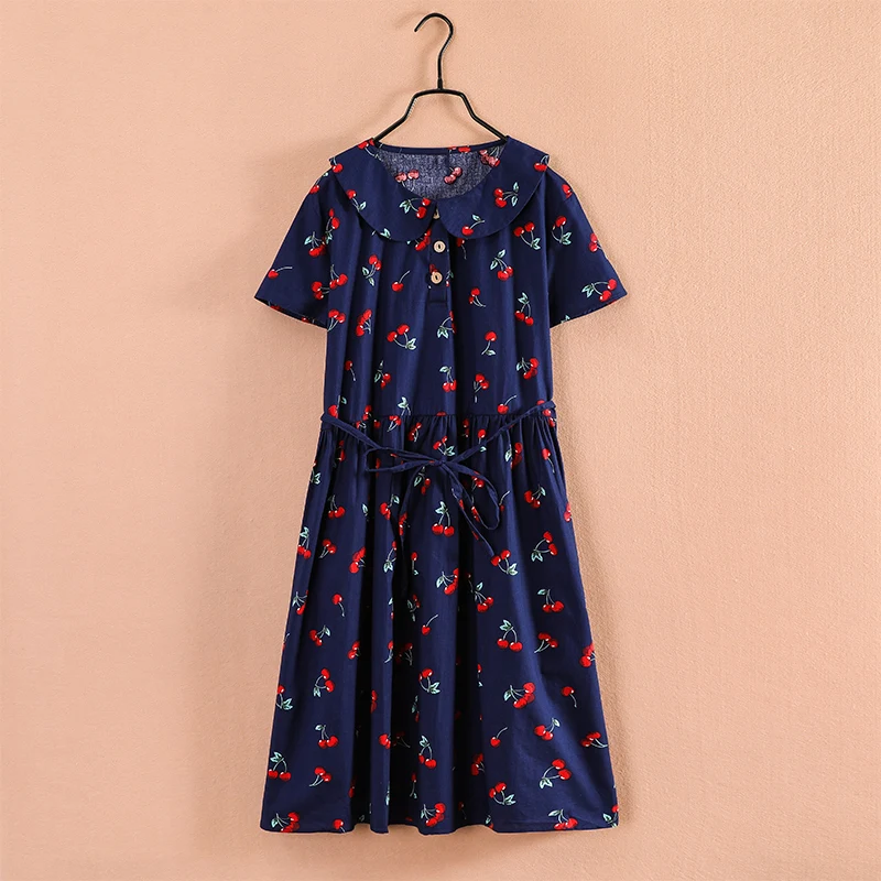 

Plus Size Girl Summer Dress Cherry Print 8 10 12 14 16 Year Big Children Clothes 2021 Summer 100% Cotton Long Skirt Kid Costume