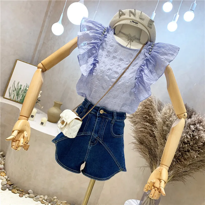 

New Women's Clothing 2021 Summer High waist thin denim shorts version wide leg loose A-line pants Jeans