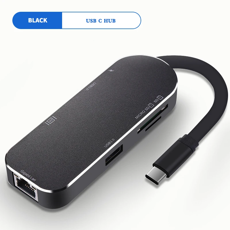 7 в 1 конвертер type C USB C концентратор к HDMI 4K адаптер 10/100/1000 м RJ45 порт USB C разветвитель док-станция для ноутбука MacBook USB-C концентратор