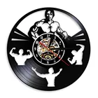 Мужские настенные часы с виниловыми пластинками для бодибилдинга, тренажерного зала, фитнес-центра, бесшумные кварцевые часы