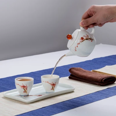 Керамический чайный набор с ручной росписью Цзиндэчжэнь дорожный один чайник