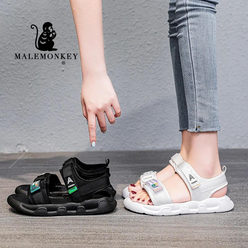 

2021 Summer Woman Sandals New College Style Ladies Sandals Flat Heel Casual Fashion Breathable Fabric Flat Shoes White