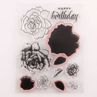 rose flower leaves transparent clear silicone stamp seal diy scrapbook rubber stamping coloring embossing diary decor reusable
