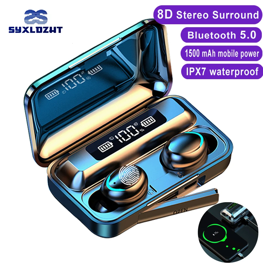Беспроводные наушники TWS Bluetooth 8D настоящие стерео сенсорные с шумоподавлением