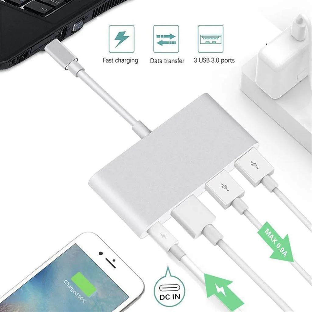 Многопортовый AV-конвертер USB C/HDMI 4K 2 3 0 порта для ПК многофункциональный