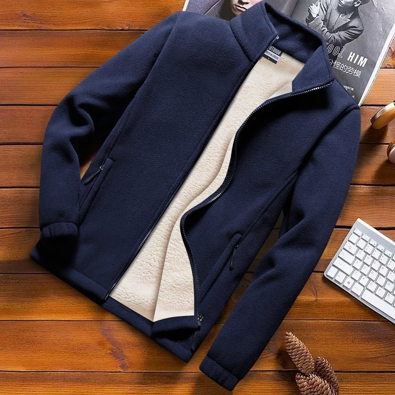 Зимняя флисовая куртка для мужчин ветрозащитная бархатная теплая пуховая парка