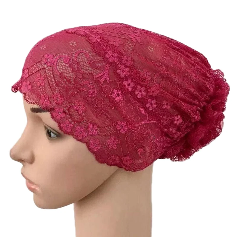 Женская мусульманская эластичная кружевная бандажная шапка мусульманские