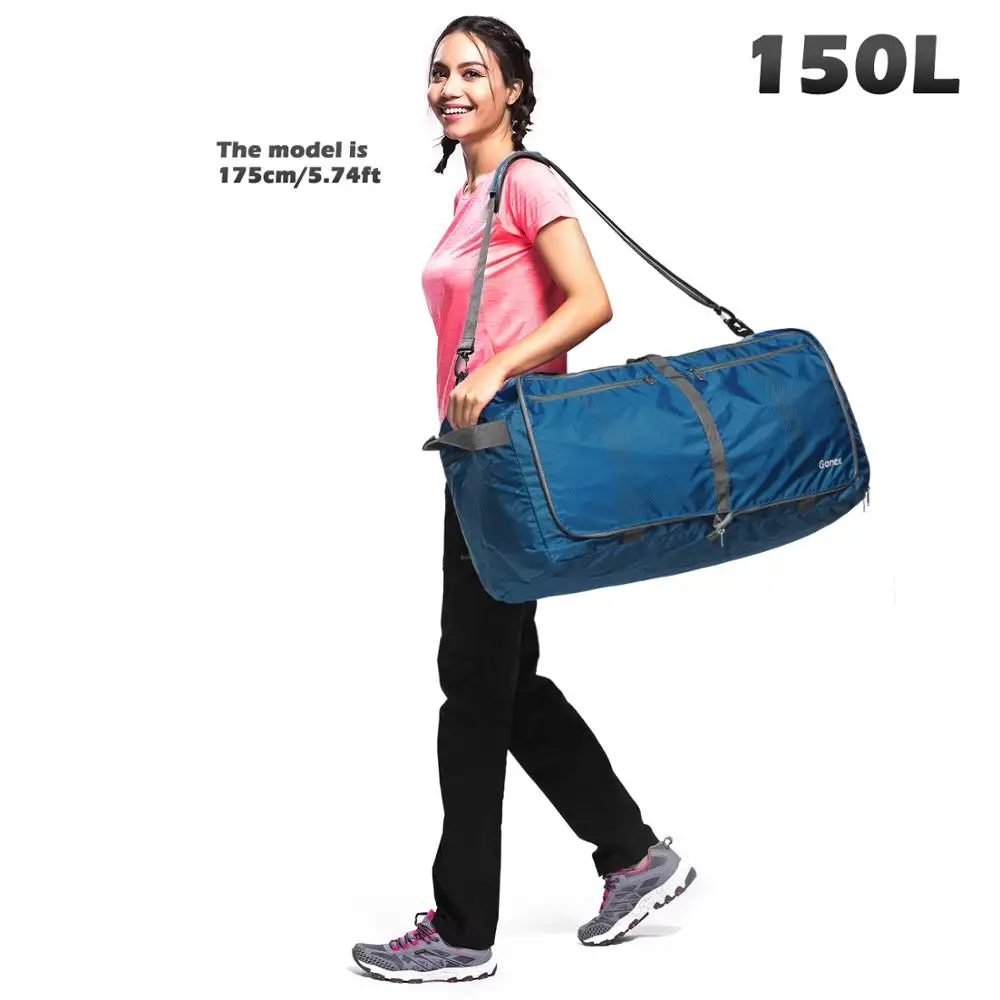 Dark Blue 150L Gonex 100 л дорожная сумка для багажа 210D нейлоновая Женская и мужская дорожная сумка для путешествий Сверхлегкая складная сумка для отдыха и деловой поездки - Цвет: Dark Blue 150L