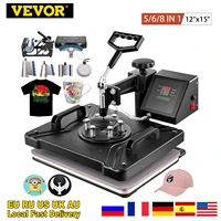 vevor 12x15 inch 5 6 8 in 1 combo heat press transfer machine swing away printer printing sublimation t shirt hat cap mug plate