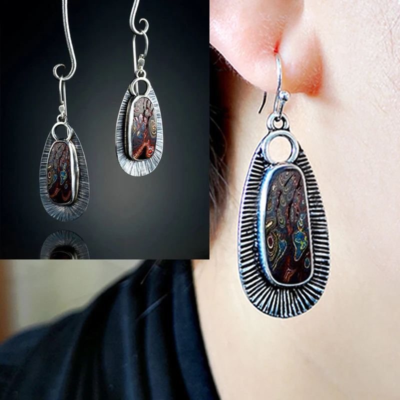

Vintage Handmade ful Resin Stone Earrings Tribal Jewelry 2019 New Women Ethnic Indian Earrins Brincos Z3D388