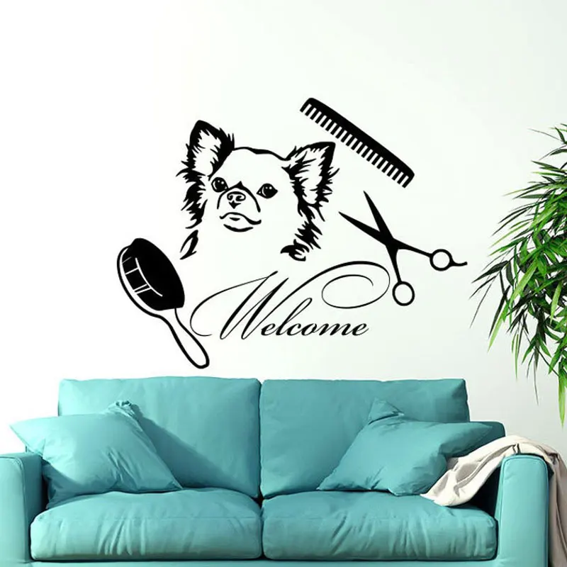 Добро пожаловать Уход Салон стикер на стену домашний декор из винила собака Pet Shop