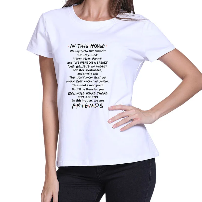 Футболка с готическим рисунком Friends Tee Harajuku женская футболка с буквенным принтом с коротким рукавом и круглым вырезом Женские топы