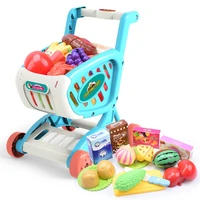 kids supermarket shopping cart trolley push car toys basket simulation fruit food pretend play house girls toy play toys