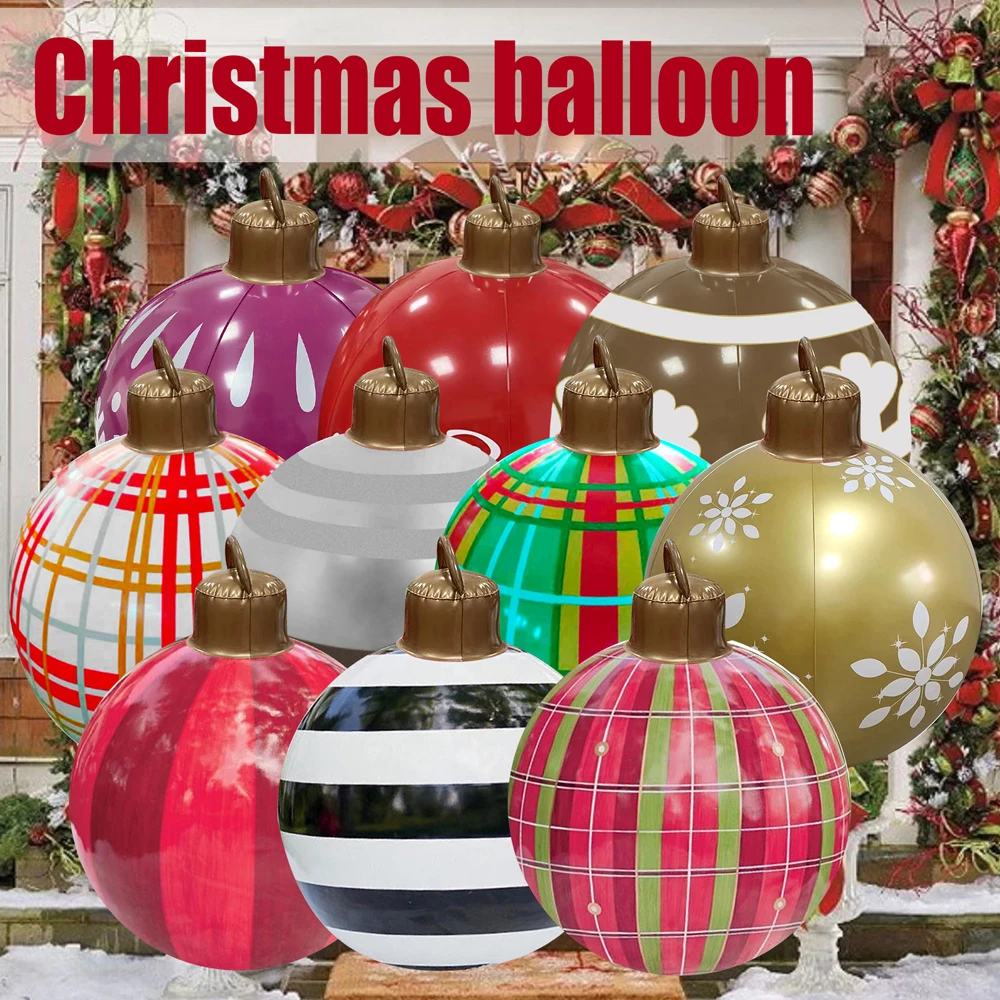 

60cm Christmas Balls Christmas Tree Decorations Outdoor Atmosphere PVC Inflatable Toys for Home Christmas Gift Ball Xmas