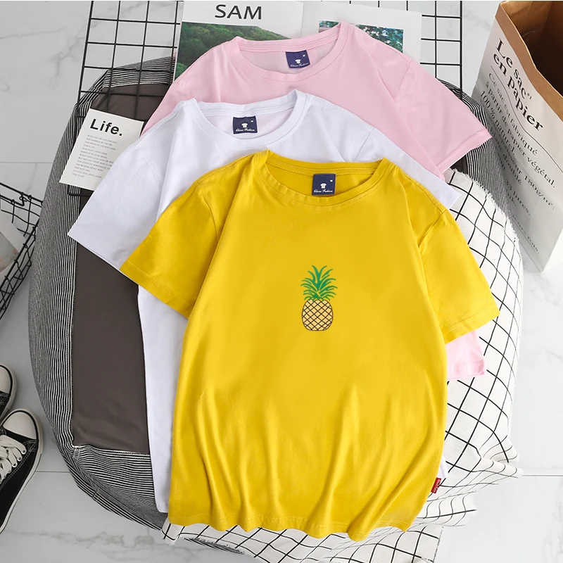 Женская футболка Ulzzang с коротким рукавом летняя Милая в стиле Харадзюку рисунком