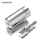 Универсальный динамометрический ключ, гаечный ключ с набором головок 7-19 мм, храповая втулка для электродрели, ручные инструменты сделай сам