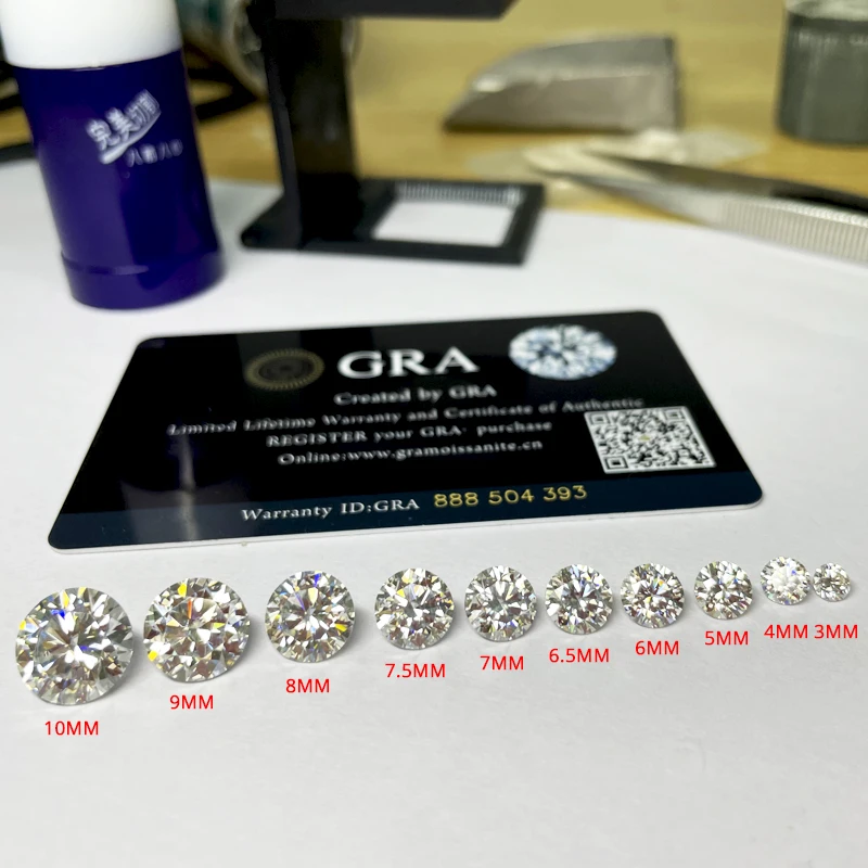 Круглые Искусственные муассаниты белого цвета для кольца ожерелья 10 дюймов