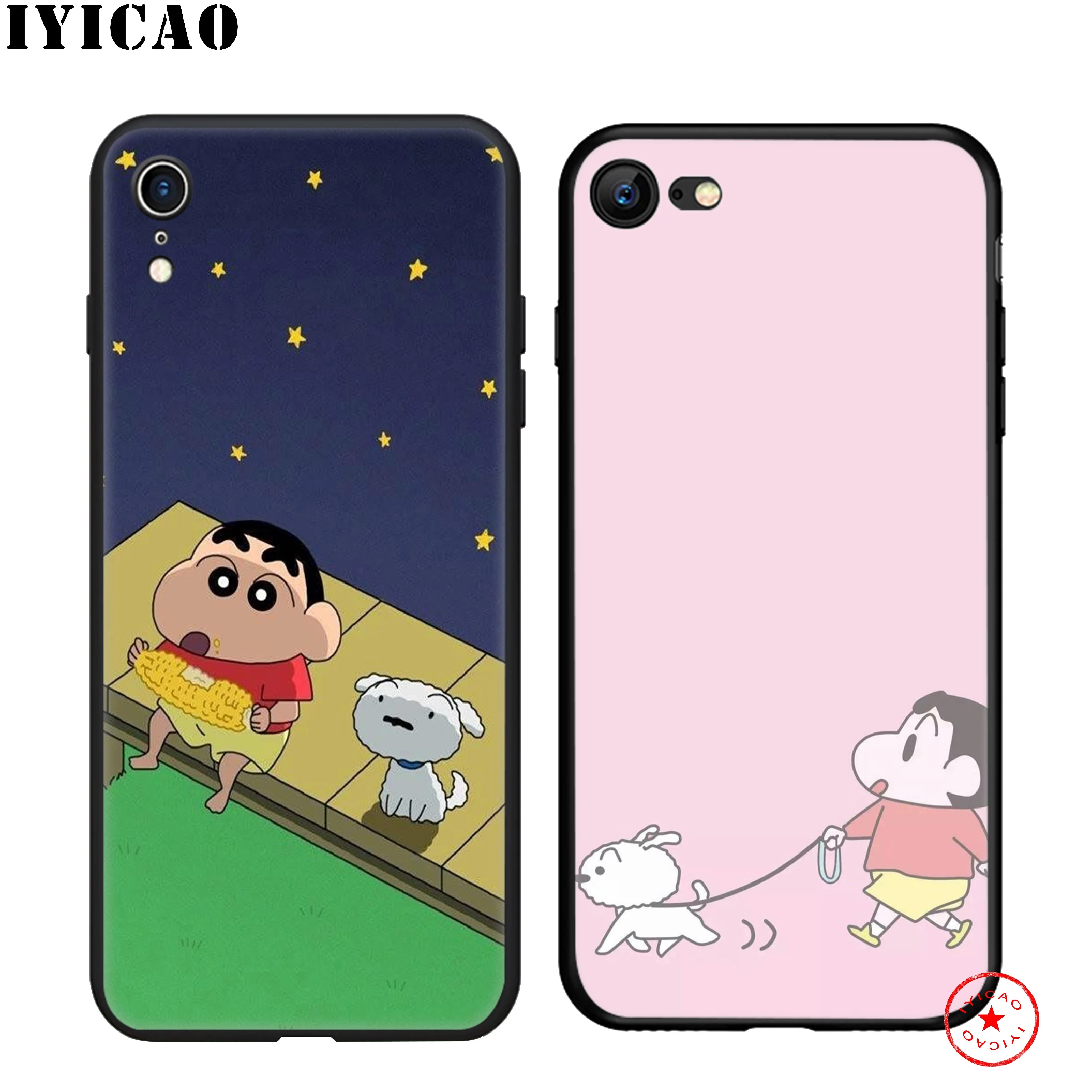Мягкий Черный силиконовый чехол IYICAO Crayon Shin-chan для iPhone 11 Pro Xr Xs Max X или 10 8 7 6 6S Plus 5 5S SE