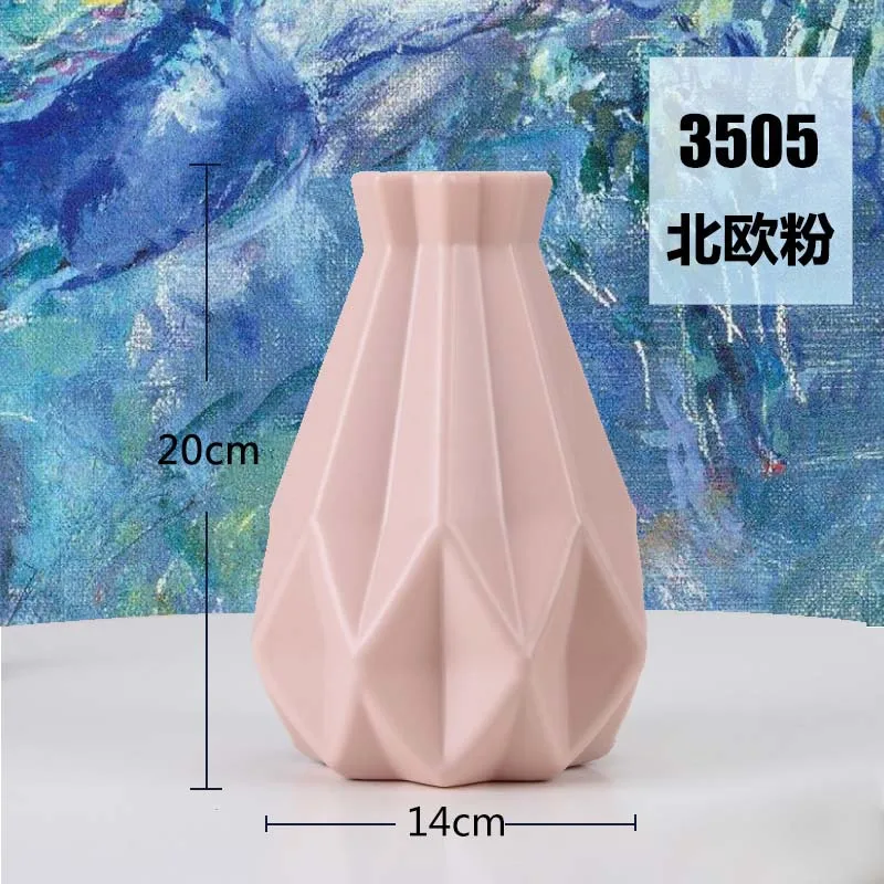 3505-Pink Многостильная оригами пластиковая ваза белая имитация керамического цветочного горшка Цветочная корзина Цветочная ваза для украшения интерьера скандинавские украшения - Цвет: 3505-Pink