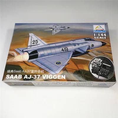 Горячая Распродажа масштаб 1:144 Швеция Saab AJ 37 Viggen модель истребителя Пластиковые 4d