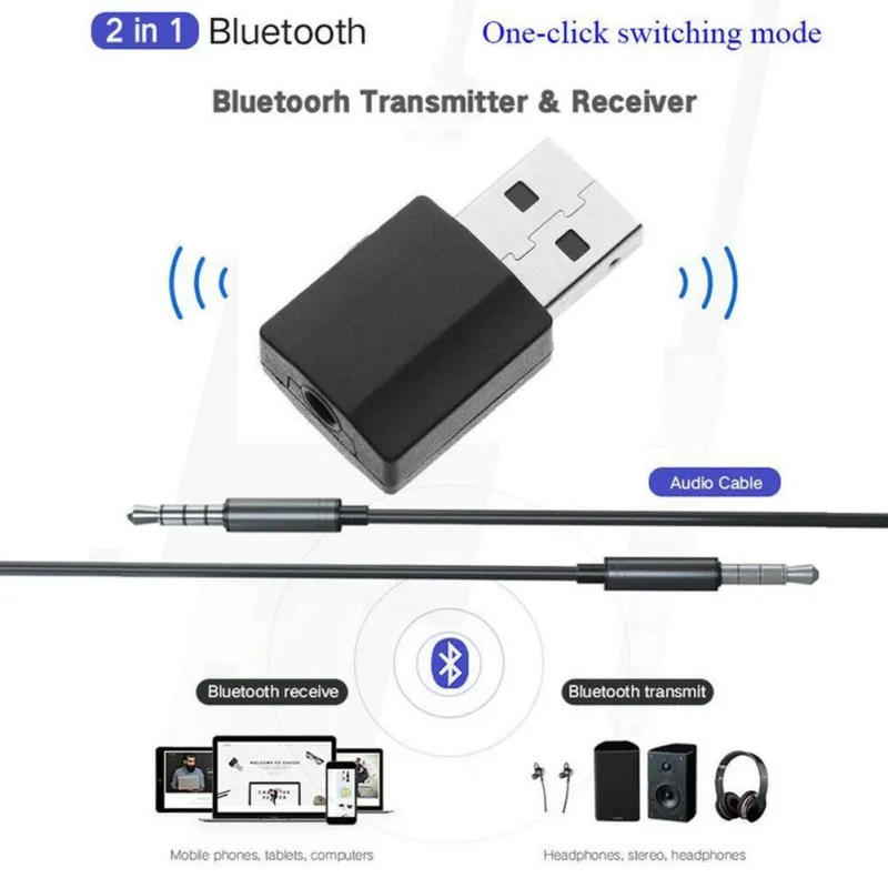 Беспроводной адаптер 2 в 1 с Bluetooth V5.0 аудио приемник передатчик Cabe Мини AUX USB 3 5 мм Jack