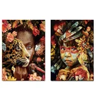Картина с изображением животных джунглей, птиц, Льва, девушки, полностью Квадратный бриллиант, 5d, круглая вышивка, мозаика, вышивка крестиком, домашнее искусство