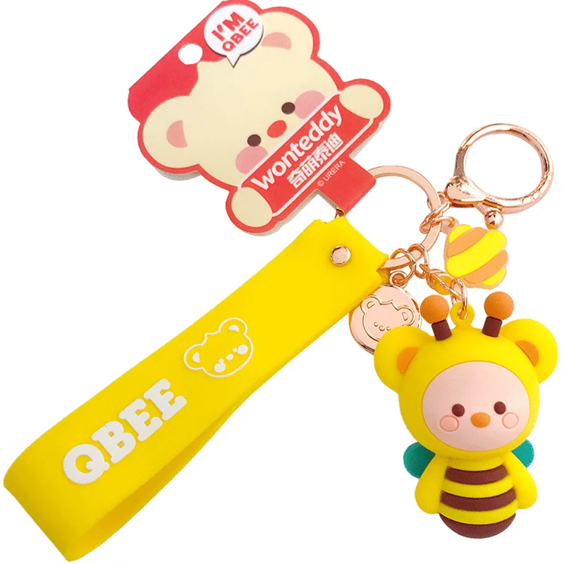 

Fashion Cute Cartoon Insect Toy Keychains Fashion Pvc Butterfly Ladybug Bee Car Key Chains Woman's Bag Pendant Key Rings