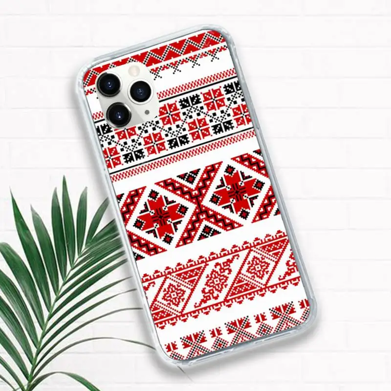 

Large Ukrainian art ethnic decorative pattern Phone Case for iPhone 11 12 pro XS MAX 8 7 6 6S Plus X 5S SE 2020 XR mini shell